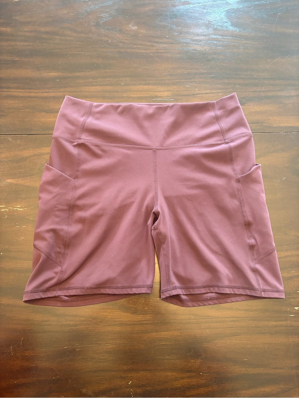 Fabletics Mauve High-Waist Bike Shorts with Side Pockets